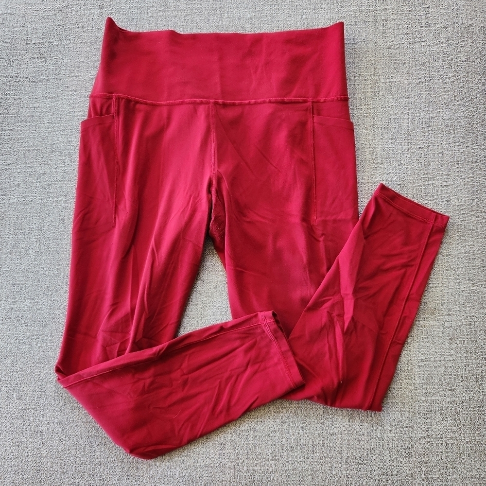 Athleta Salutation Stash Pocket Tight Legging Women Size Large Red